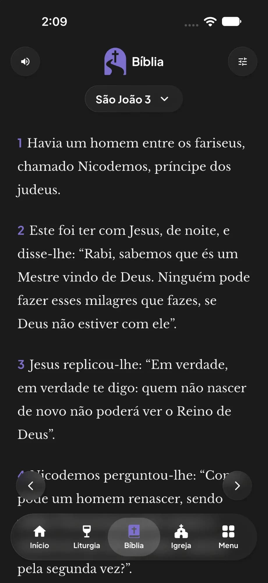 Tela da Bíblia no iPhone